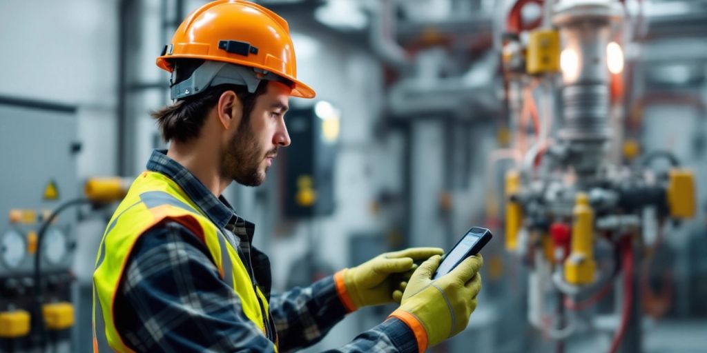 Worker in safety gear during electrical emergency response.